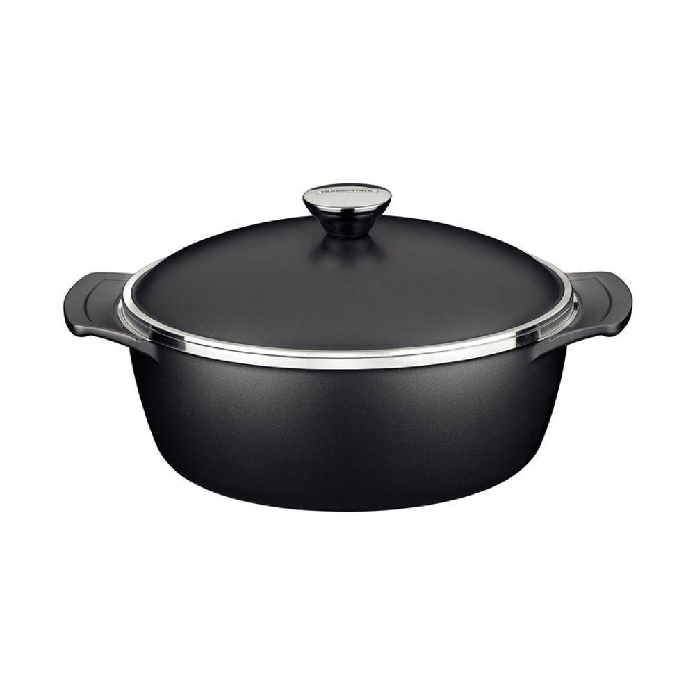 Caçarola Tramontina Lyon Forjado Antiaderente Preto com Tampa 26cm 4,6L - 1