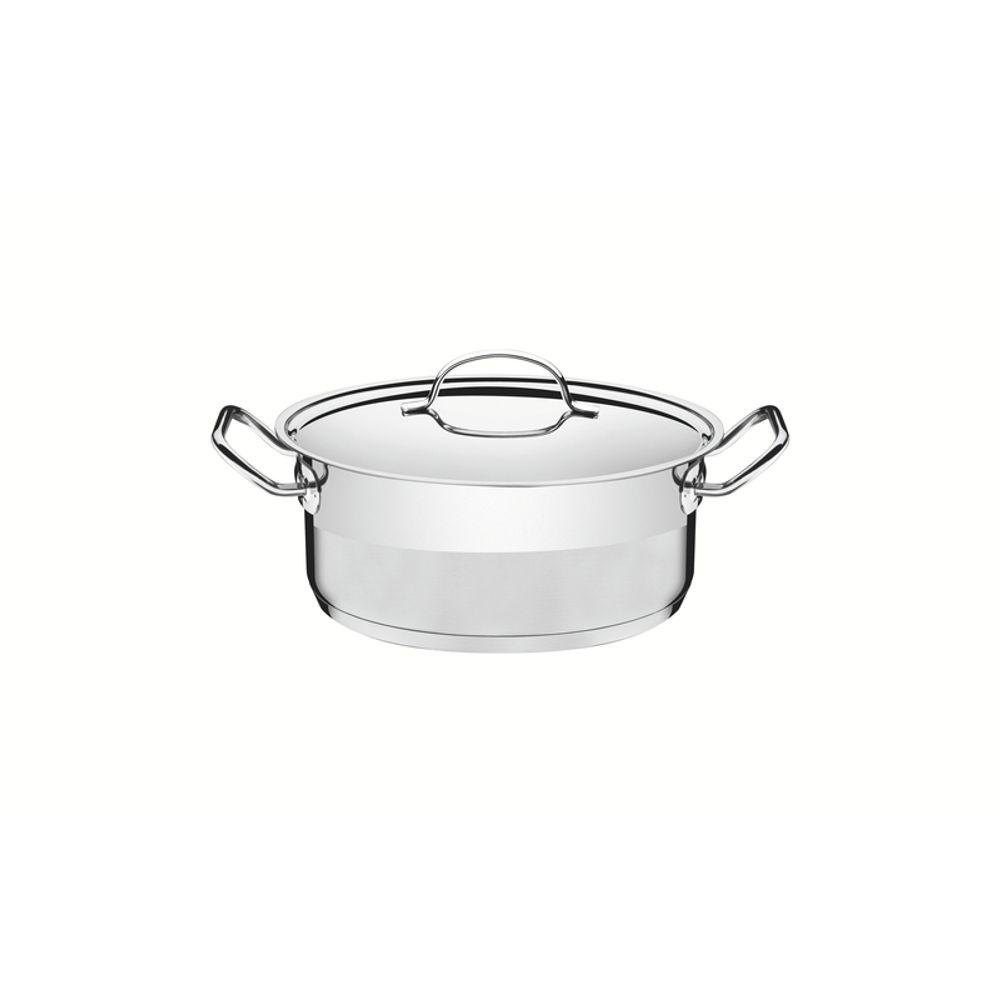 Caçarola Tramontina Professional Rasa Inox e Tampa Plana Detalhe Satinado 16cm 1,4L - 1