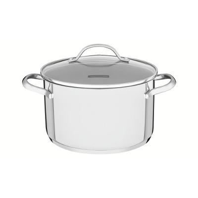Caçarola Funda Tramontina Uma Inox Fundo Triplo e Tampa de Vidro 24cm 6,1L
