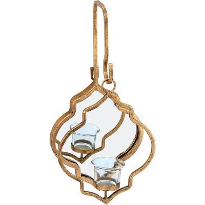 Castiçal Pendente Metal Dourado Sídon 39X18X13Cm