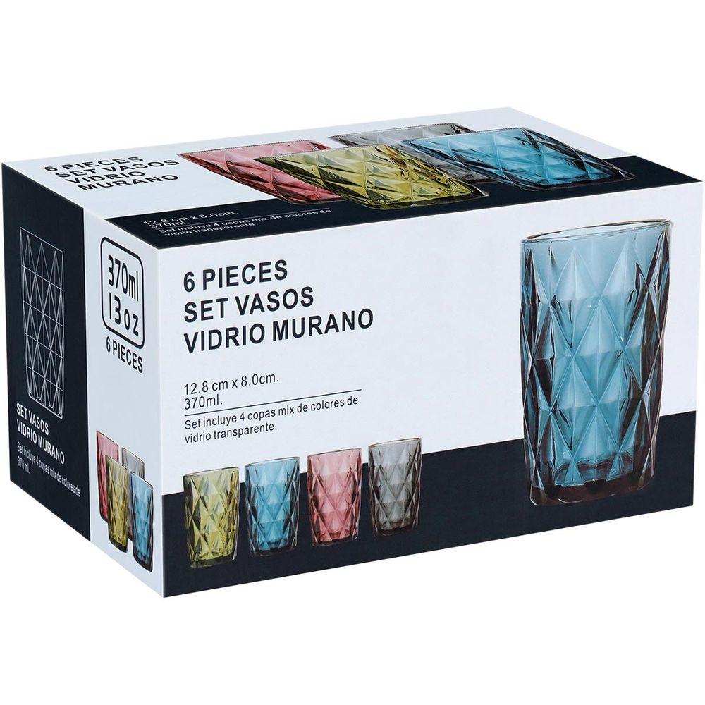 Copo Long Drink Vidro Rosa 370 ml 6 Peças - 2