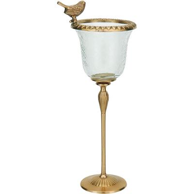 Castiçal Vidro Dourado Home&Co Sancti 38X17X17Cm