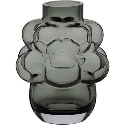 Vaso Vidro Cinza 22 x 18 x 18 cm