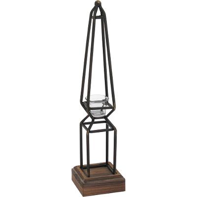 Castiçal Metal Preto Sídon 51X12X12Cm