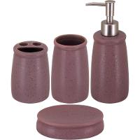 Jogo Banheiro Cerâmica Rosa 4 Peças - 1