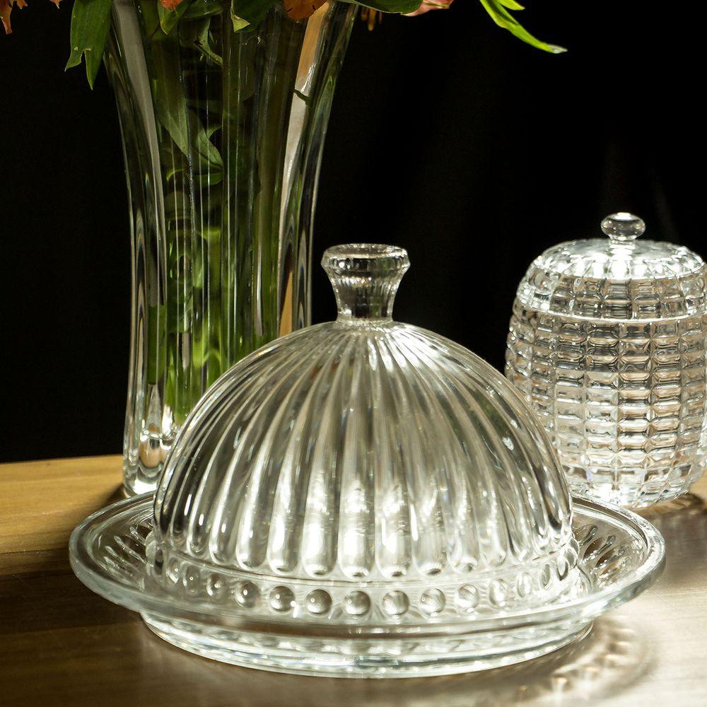 Queijeira Vidro Transparente Com Tampa 13 x 20 x 20 cm - 7