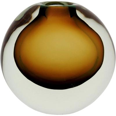 Vaso 14X12X12Cm Vidro Âmbar Gs