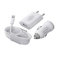 Kit Carregadores Lightning Automotivo E Tomada Newlink Kt200 Branco - 1
