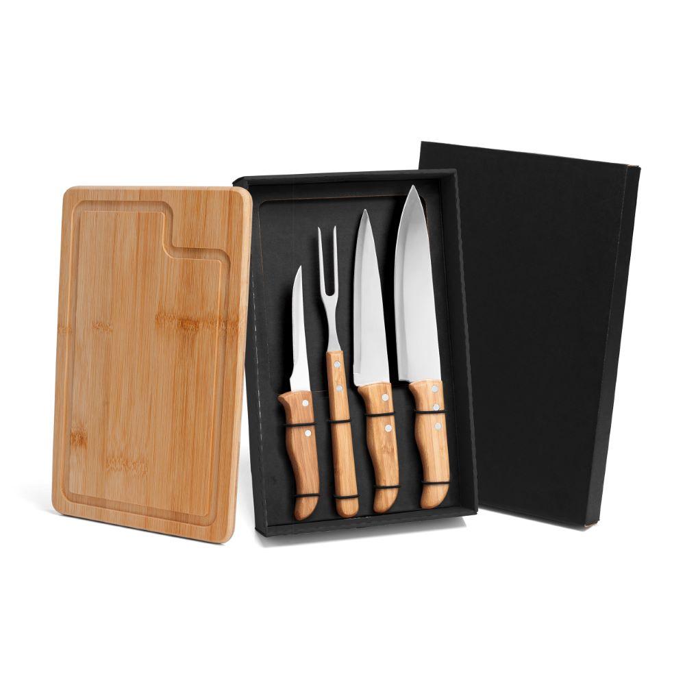 Kit Para Churrasco Em Bambu/Inox - 5 Pçs Welf - 1