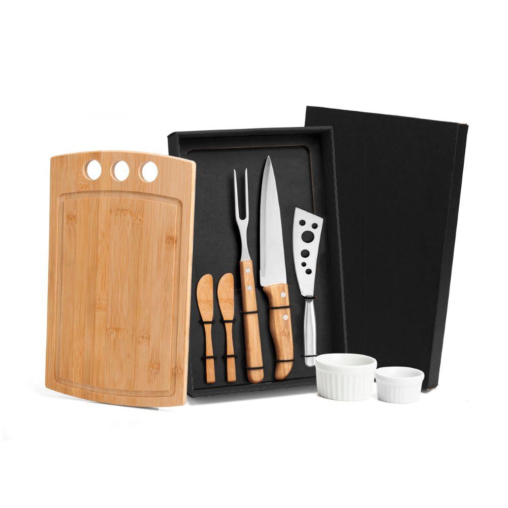 Conjunto Para Churrasco/Petisco Em Bambu/Inox - 2 Em 1 Welf - 2