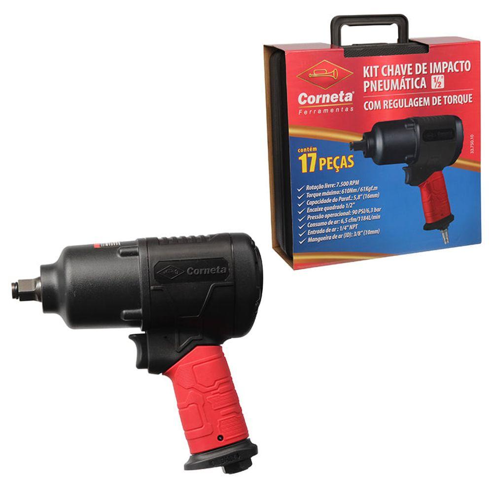 Chave de Impacto Pneumática Jogo 17 Peças Corneta - 2