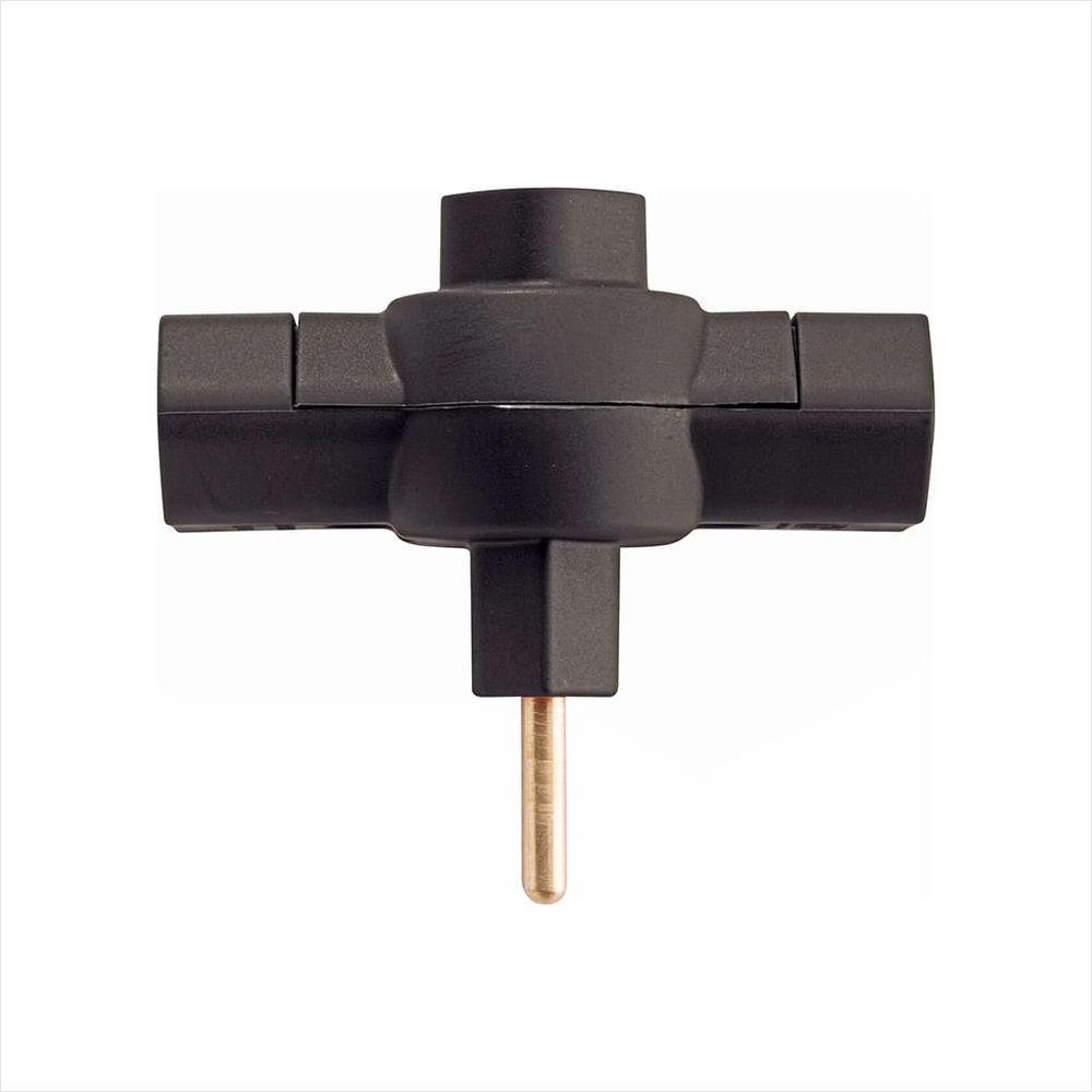 Plugue T 2P 10A/250V Preto - 1