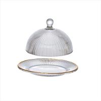 Queijeira de Vidro Graffiato com Borda Dourada 20 cm - 2