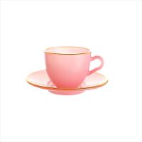 Xicara Café Matte Rosa com Borda Dourada 85Ml 4 Peças - 1