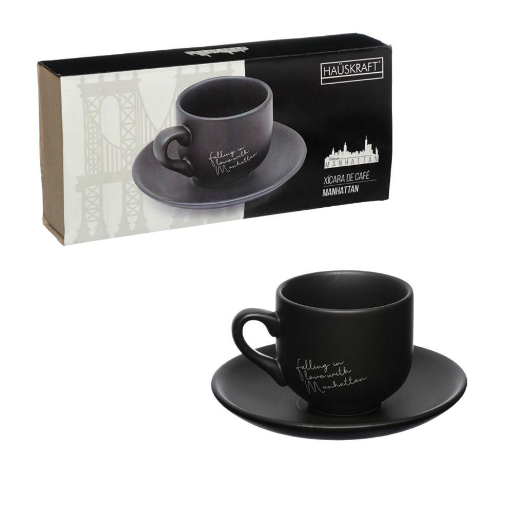 Xícara Café Manhattan Hauskraft Preto 90 ml 6 Peças - 1