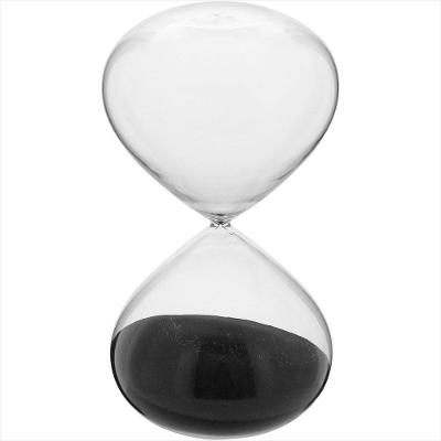 Ampulheta de Areia Preta de Vidro 28x16x16cm Transparente