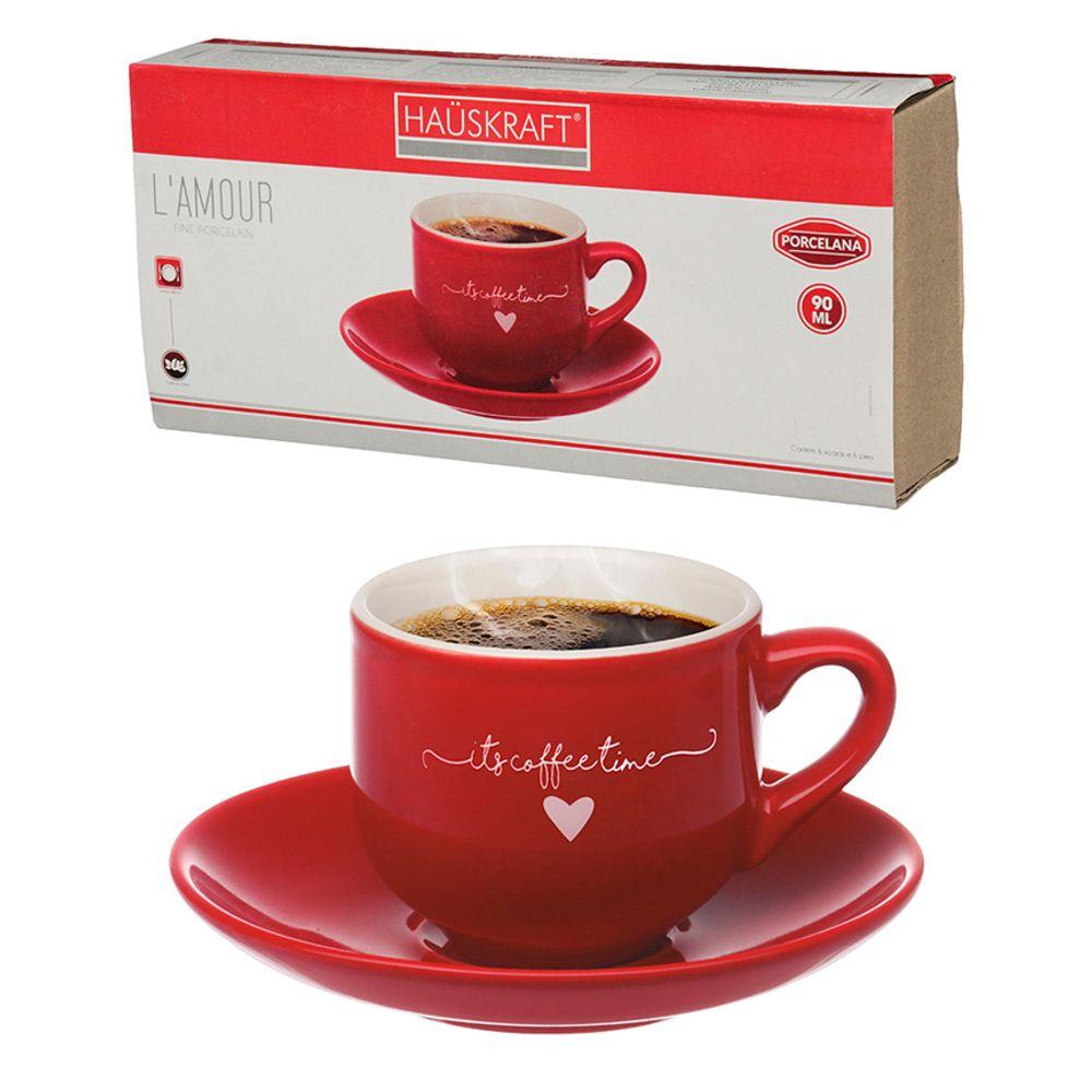 Xícara Café Lamour Hauskraft Vermelho 90 ml 6 Peças - 1