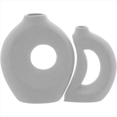 Jogo 2 Peças Vaso de Cerâmica 26x22x22cm Branco
