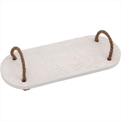 Bandeja Alça Fibra Mármore 1x14x34cm Branco