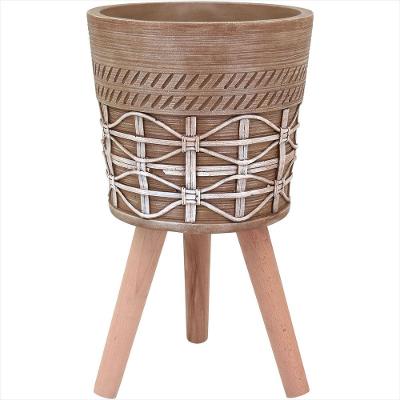 Cachepô de Resina 52x31x31cm Bege