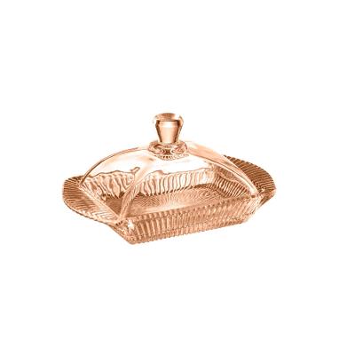 Manteigueira de Vidro Graffiato Âmbar 17,5 cm