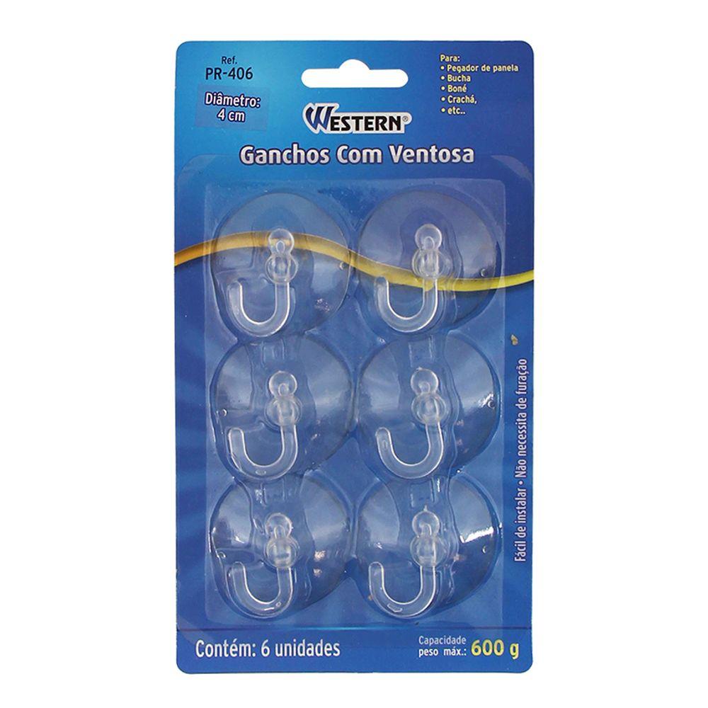 Gancho C Ventosa 4Cm Jogo 6 Peças Western Home - 1
