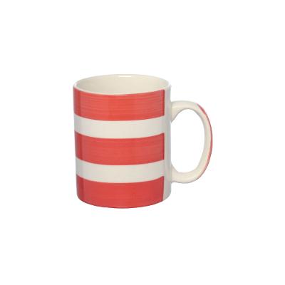 Caneca de Cerâmica Reta Faixas Rosa 300 ml