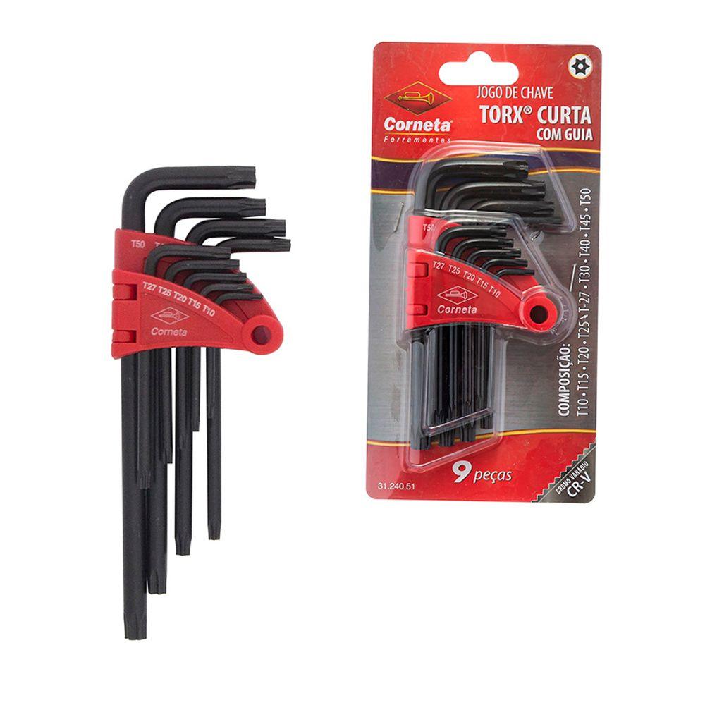 Torx Curta Guia T10-T50 Jogo 9 Peças Corneta - 1
