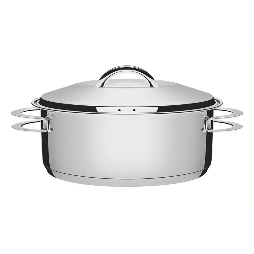 Caçarola Tramontina Solar Rasa Inox Fundo Triplo com Tampa e Alças 28cm 7,1L - 1