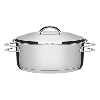 Caçarola Tramontina Solar Rasa Inox Fundo Triplo com Tampa e Alças 28cm 7,1L