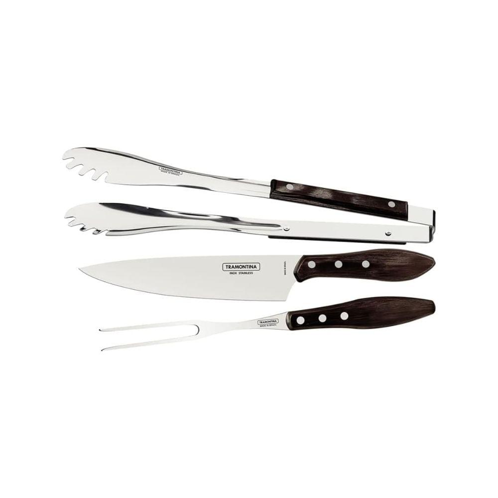 Jogo para Churrasco Tramontina Inox com Cabo Polywood 3 Peças - 1