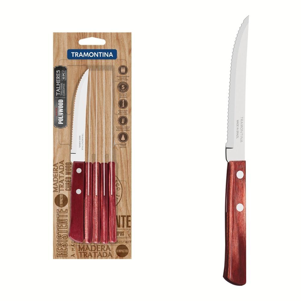 Conjunto Faca Churrasco Inox 6 Peças Polywood Vermelho Tramontina - 1
