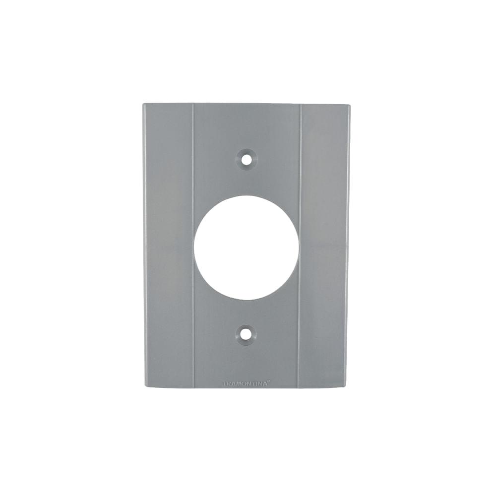 Tampa 1 Posto Redondo para Condulete Plastibox Tramontina Cinza - 1