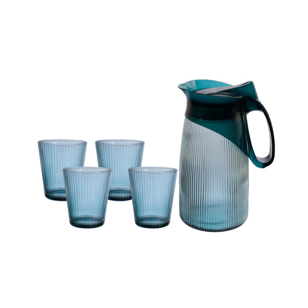 Jarra com 4 Copos VDO Galante Azul - Hauskraft - 1