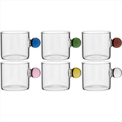 Jogo 6 Peças Xícara Alça Multicolor Borossilicato 100ml 5x5x5cm