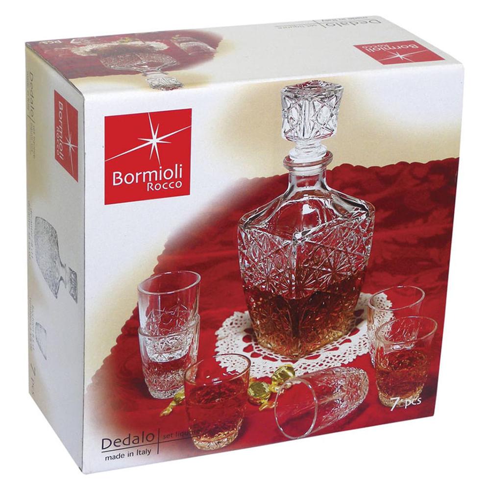 Garrafa/Copos Licor Vidro Transparente 780Ml/85Ml Bormioli Rocco Dedalo 7 Peças - 2