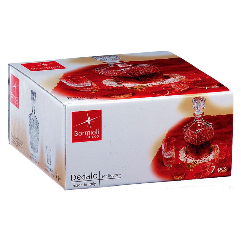 Garrafa/Copos Licor Vidro Transparente 780Ml/85Ml Bormioli Rocco Dedalo 7 Peças - 3