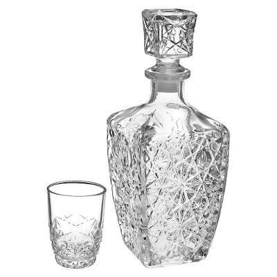 Garrafa/Copos Licor Vidro Transparente 780Ml/85Ml Bormioli Rocco Dedalo 7 Peças