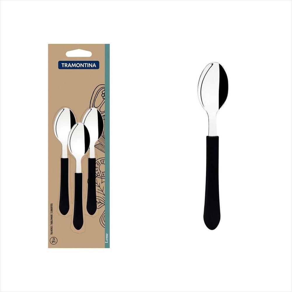 Conjunto Colher Cha Inox 3Pc Leme Preta - 1