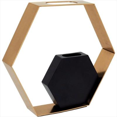 Vaso de Metal 27x24x5cm Dourado