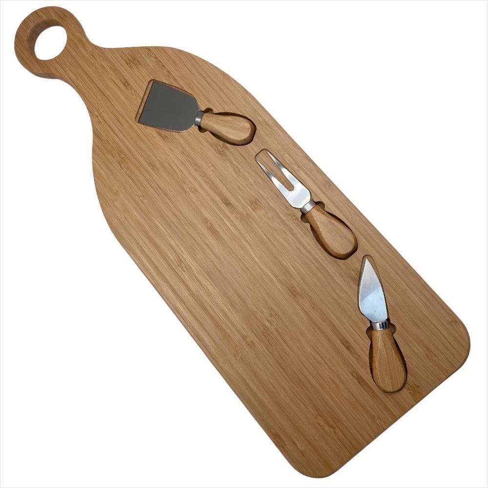 Jogo Para Queijo Com Tabua De Bambu 56X20cm Zahav - 1