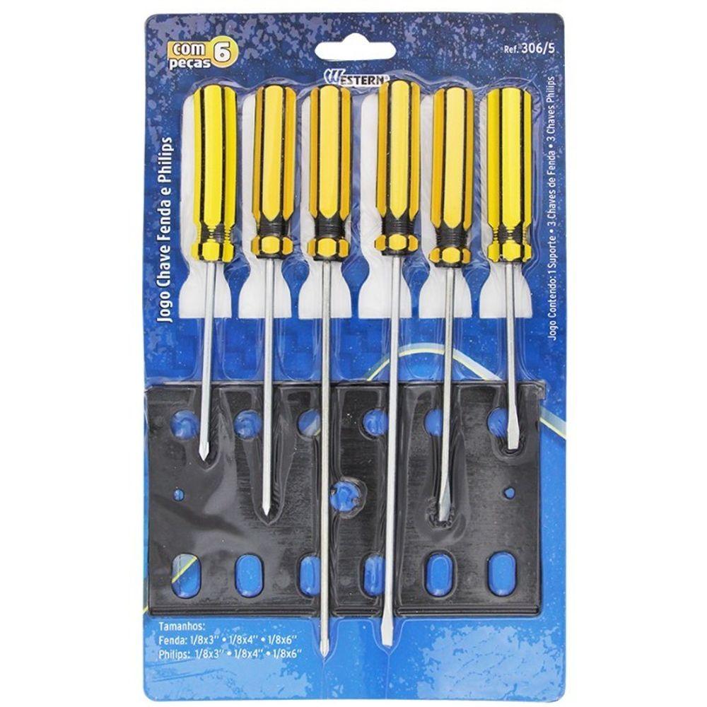 Jogo de Chaves de Fenda e Philips 6 Peças Western - 2