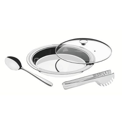 Kit para Servir Tramontina Ciclo Redondo Inox Tampa de Vidro 3 Peças