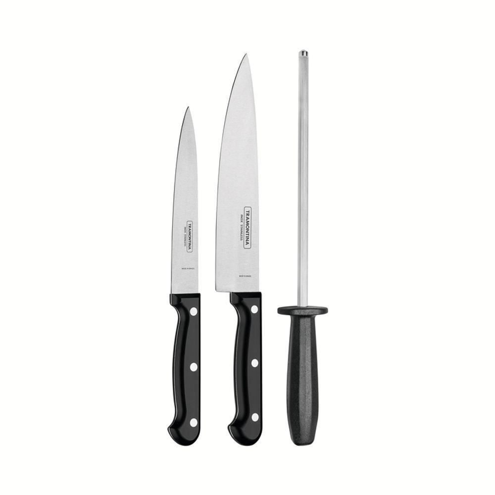 Jogo Faca Inox 3 Peças Ultracorte Preto Tramontina - 1