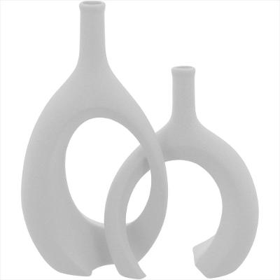 Jogo 2 Peças Vaso de Cerâmica 31x15x15 cm Branco