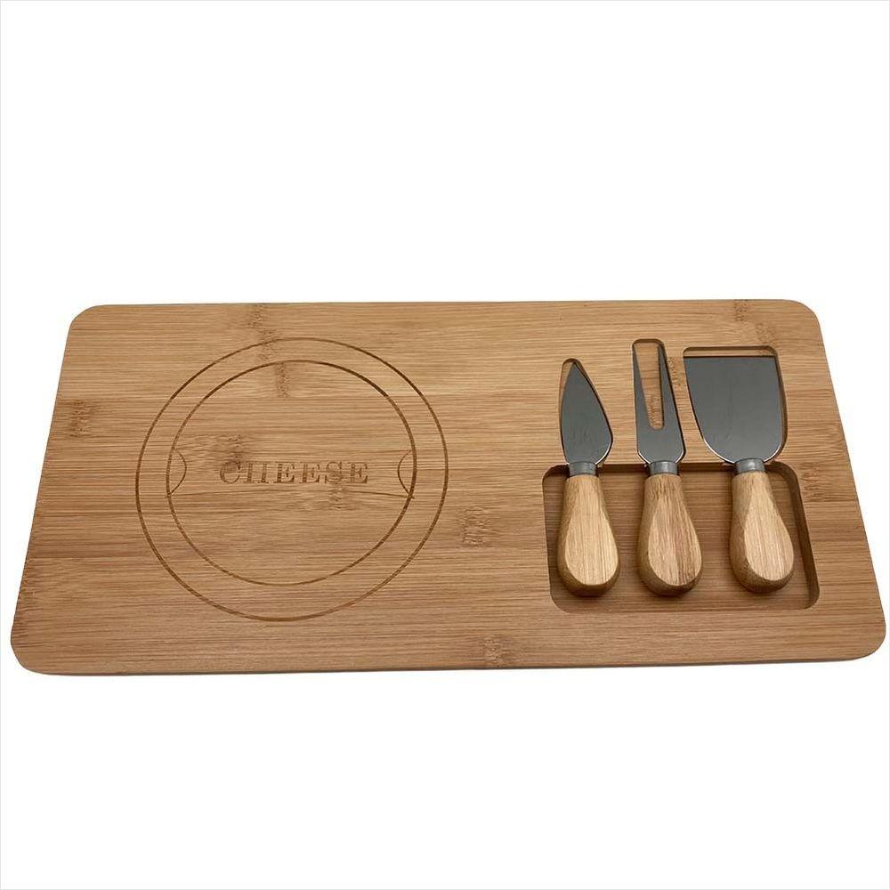 Jogo Para Queijo Com Tabua De Bambu 38X18,5cm Zahav - 1