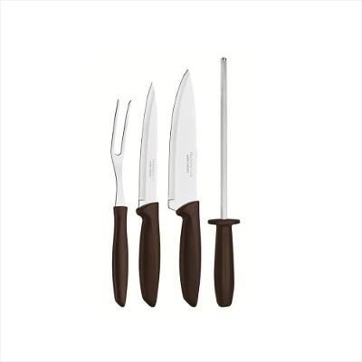 Kit Churrasco Tramontina Plenus 4 Peças Aço Inox Marrom