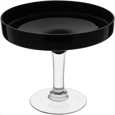 Centro Mesa com Pé Vidro 23-27-27cm Preto