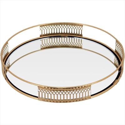 Bandeja Espelhado Metal 3x23x23 centímetros Dourado