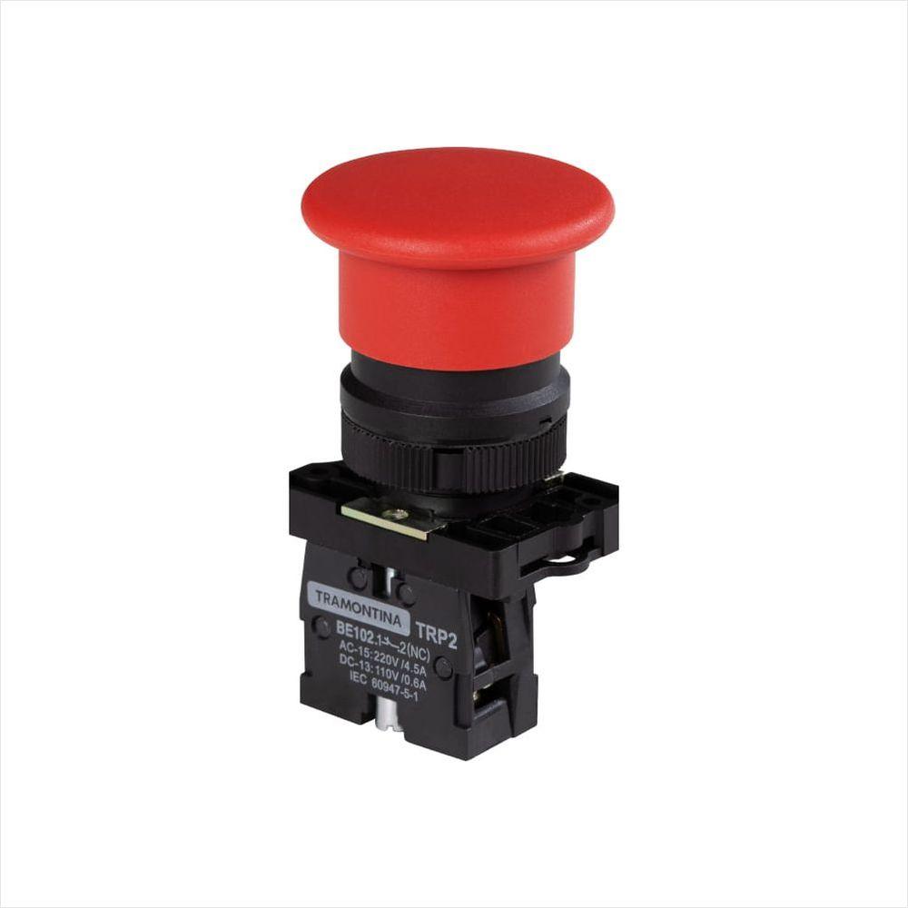 Botão Cogumelo Tramontina Trp2-EC42 1NF Vermelho com Base de Plástico - 1